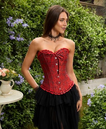 SZIVYSHI Corset Tops for Women, Bustier Shapewear Lingerie, Lace Waist Push Up Bodysuit
