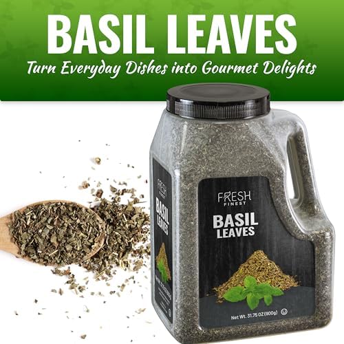 Fresh Finest Basil Leaves Spice Bulk 2 LB (31.75 oz) – Premium Dried Sweet Basil Bulk, Non-GMO, Kosher, Gluten-Free, Vegan-Friendly Culinary Herb