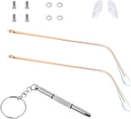 Glasses Arm Replacement Metal Gold Eyeglass Legs Replacement Single Teeth Thin Eyeglasses Repair Legs Sunglasses Arm with Transparent Tips Glasses Temple Eyewear Frame Temple Accessory