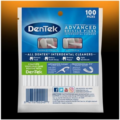 DenTek Deep Clean Bristle Picks,100 Each (Pack of 2) White