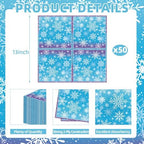 50 Count Snowflake Winterland Paper Napkins, Disposable Snow Party Napkins for Christmas Dinner, Winter Birthday Gatherings, Baby Shower, Snow-Themed Table Decorations