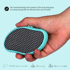 Glass Foot File Callus Dead Remover Heel Scraper and Shower Scrubber - Safely and painlessly removes calluses and Dry Skin from Heels (Blue)