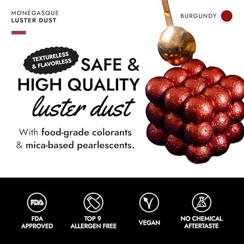 MONÉGASQUE Red Edible Glitter for Drinks 7g – Red Edible Glitter for Cakes & Cocktails - Burgundy Sprinkles Luster Dust for Cake & Cocktail - Drink Shimmer & Mother's Day Food Decorations Spray