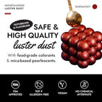MONÉGASQUE Red Edible Glitter for Drinks 15g – Burgundy Edible Glitter for Cakes & Cocktails - Red Luster Dust for Drinks, Cocktail, Cake Decorating, & Food Decorations - Spray Drink Shimmer