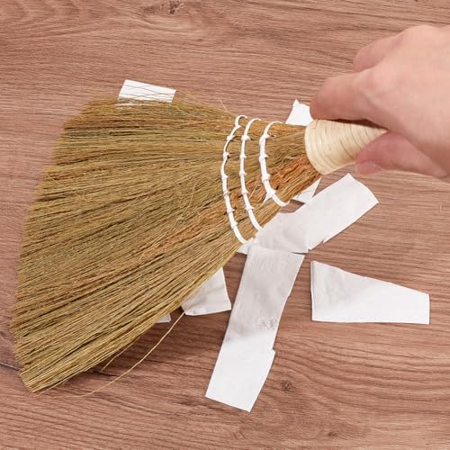 GORGECRAFT 11 Inch Small Whisk Brush Broom Grass Natural Handle Bamboo Traditional Handmade Heavy Duty Straw Angled Bristles Whisk Cleaning Sweeping Hand Broomsticks for Desktop Surface Indoor Outdoor