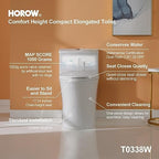 HOROW T0338W Compact One Piece Toilet with Comfort Chair Seat ADA Height 17.3", Elongated Dual Flush 0.8/1.28 GPF, Standard White Toilet Bowl