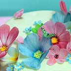 54x Wafer Edible Flowers Butterflies Cake Toppers Edible Decoration, Edible Flower Cupcake Toppers for Birthday, Wedding, Baby Shower, Spring Themed Party Baking Decorations