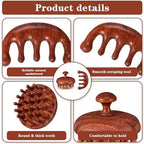 Wooden Scalp Massage Comb, Sandalwood Head Massager for Hair Growth & Relaxation Wooden Hair Brush Hairs Scrubber Portable Handheld Gua Sha Body Massage Tool for Men Women Spa