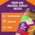 Patak’s Hot Mixed Pickle - Authentic Indian Relish w/Mangoes, Carrots, Limes, Chili Peppers & Aromatic Spices -Perfect for Sandwiches, Salads & Cold Meats - Vegan Spicy Pickle - 10oz Jar (Pack of 2)