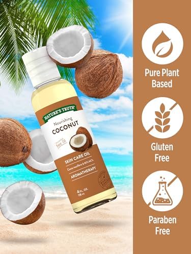 Nature's Truth Coconut Oil for Skin | Unscented Liquid Oil | Pure Plant Based | Paraben and Gluten Free | 4 oz