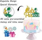 Maicaiffe Let's Partee Cake Topper, Golf Theme Birthday Retirement Party - Sport Birthday - Golf Enthusiast Club Party Cake Decorations Gold Glitter