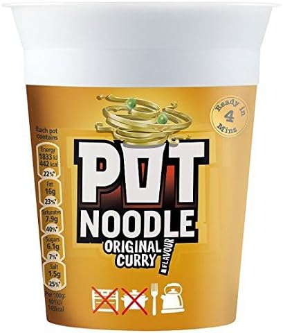 Pot Noodle Original Curry Flavour - 90g - Pack of 4 (90g x 4)