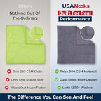 USANOOKS Microfiber Cleaning Cloth Grey - 12 Pcs (12.5"x12.5") - High Performance - 1200 Washes, Ultra Absorbent Microfiber Towel Weave Grime & Liquid for Streak-Free Mirror Shine - Car Washing Cloth