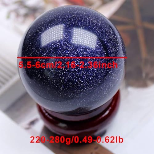 Blue Sandstone Crystal Sphere,Shiny Blue Goldstone Sphere for Home Decoration, Office Decoration,Energy Stone,Crystals Collection and Healing (5.5-6cm/2.16-2.36inch)