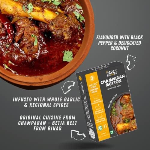 CERES FOODS India's Bihari Champaran Ahuna Handi Mutton Masala Simmer Sauce Ahuna Handi Mutton Masala Mutton Cooking Paste Curry Paste Curry Mix, 200 gm