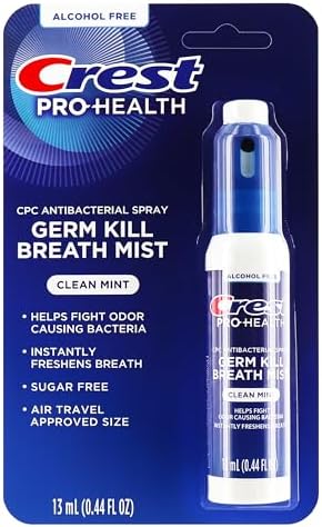 Crest Pro-Health | Portable Alcohol-Free CPC Mist with Clean Mint Flavor | Fights Odor-Causing Germs for Instant Fresh Breath - 1 Count (0.44oz) Breath Spray