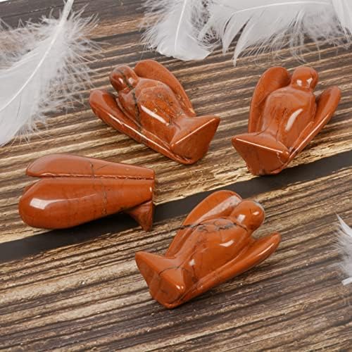 Justinstones Carved Red Jasper Gemstone Peace Angel Pocket Guardian AngelHealing Statue 2 inch