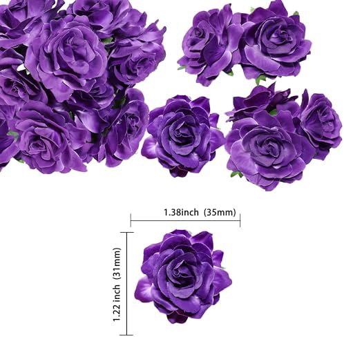 Gyufise 8Pcs Flower Cake Toppers Boho Cake Toppers Artificial Rose Cake Decorations for Women Birthday Baby Shower Wedding Valentine's Day Celebration Boho Party Supplies Purple