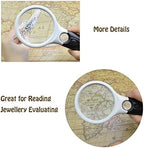 Magnifier 3 LED Light, Marrywindix 3X 45X Handheld Magnifier Reading Magnifying Glass Lens Jewelry Loupe White and Black