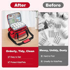 Medicine Organizer with Adjustable Divider, Double-Layer Medicine Bottle organizer Storage, Portable Home Health First Aid Bag, Medicine Organizer Box for Emergency Medications (Bag Only)