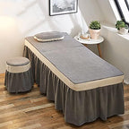 KKLT 4 Sets Cotton Beauty Bedspreads,Soft Breathable Massage Table Sheet Set Salon Bed Cover Skirt for Tables-Grey 180x60cm(71x24inch), tujac-001, Gray