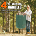 Joyhalo Reusable Yard Waste Bags, 72 Gallon Lawn And Leaf Bags 3 Pack, Heavy Duty Garden Bags With Gardening Gloves, Standable Garden Waste Bag With 4 Handles, Camping Yard Recycling Bag For Leaves