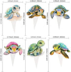 Ephlyn 36Pcs Turtle Cupcake Toppers Sea Animals Baby Shower Party Cake Decoration Picks for Sea Animals Theme Baby Shower Kids Birthday Party Cake Decoration Supplies