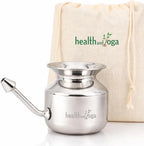 HealthAndYoga(TM) Stainless Steel Neti Pot for Sinus Congestion (Ayurvedic JalNeti)
