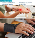 HiRui Breathable Wrist Brace (2 Pack) for Relieve Wrist Pain from Carpal Tunnel, Arthritis, Tendonitis, Sprain, TFCC | Adjustable Wrist Wraps Support for Weightlifting, Tennis - Fits All (Black)