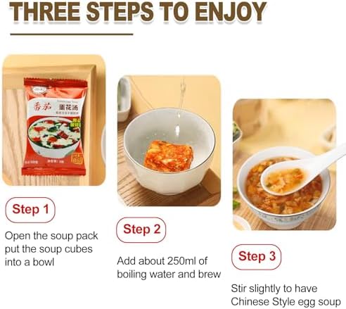 Egg Flower Soup Mix, Vegetable Mix Soup with 4 Flavors (Laver, Spinach, Mushroom, Tomato), 0.3 Ounce (8 Pack)
