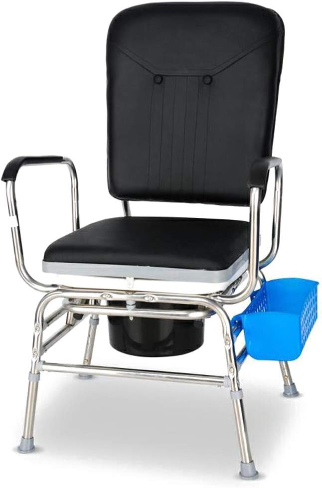 Deluxe 3 in 1 Bath Toilet Chair,Height Adjustable Bedside Commode Seat,with Padded Cushion Storage Basket,for Adults Handicap Elderly