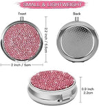 Soleebee Bling Crystal Pill Box, Portable 3 Compartments Daily Pill Organizer, Small Travel Pill Case for Purse or Pocket, Medicine Vitamin Pill Container Organizer (Pink)