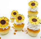 Sugar Robot - Edible Sunflowers for cake decorating - Large Size - Edible flowers cake decorations - Premium Crafted - Made in the USA Cake -Set of 12 (Sunflowers)