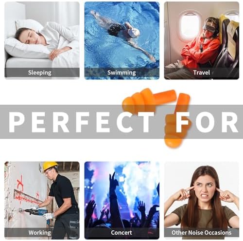 Silicone Earplugs for Swimming, Sleeping, Snoring, Work, Concerts - Noise Cancelling, Reusable Ear Protection, 8 Pairs