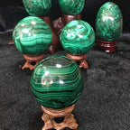 AMNOOL Natural Green Malachite Ball Rock Quartz Crystal Sphere Healing Mineral Ornament Specimen + Pedestal,Diameter1.6
