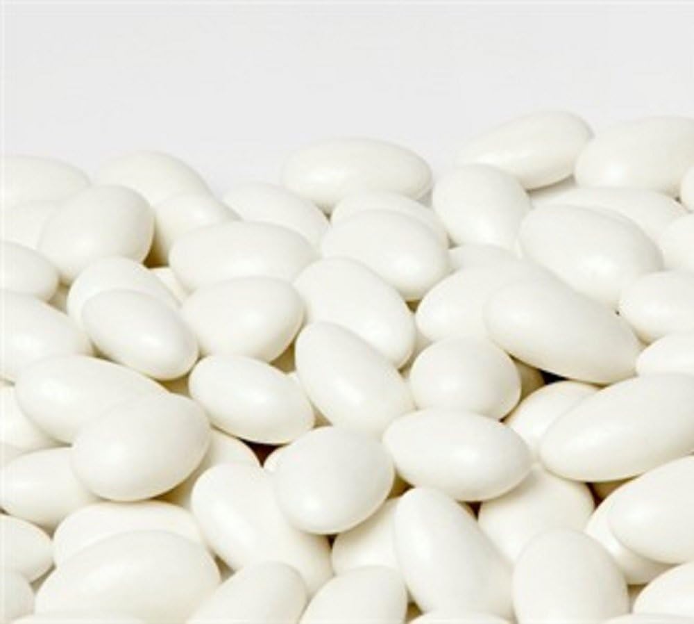 White Jordan Almonds by Its Delish, 10 LBS Bulk | Sugared Almond Nut with Sweet Hard Candy Coating - Bulk Wedding Favors, Bridal and Baby Showers, Party Buffets - USA Made, Vegan & Kosher