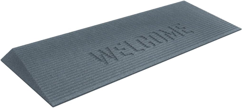 EZ-ACCESS - Transitions Angled Welcome Entry Mat, Non Slip Rubber Threshold Ramp for Doorways, Indoor & Outdoor Door Ramp for Wheelchair Access, Safer Home Floor Mats - Made in USA (Gray, 1.50-in)
