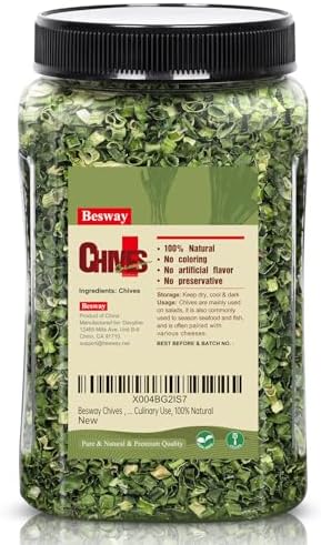 Besway Chives 3.5 oz(100g), Premium Dried Green Chives - Perfectly Chopped for Culinary Use, 100% Natural