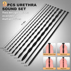 9-Piece Penis Plug Urethra Sound Male Sex Toys Catheter & Probe -Male Silicone Dilators Catheters & Sounds Set Penis Plug Urethral Training Waterproof Soft Silicone Construction