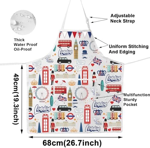 JNIAP London Cooking Apron London Themed Gifts London Chef Apron London Baking Apron London Lover Gifts London Souvenir Gifts