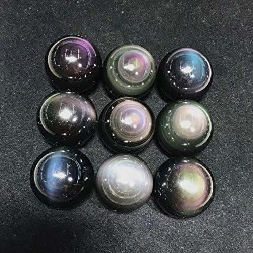 Obsidian Crystal Ball Coloured Eye Healing Crystal Natural Rock Crystal Quartz Gemstone Sphere Ball for Fengshui, Divination Sphere, Home Decor, Black Obsidian Rainbow Eye,60mm