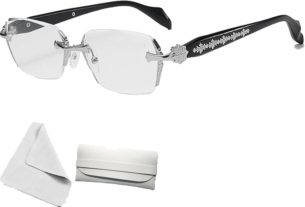 Stylish Anti-Blue Light Rimless Reading Glasses, Rimless Blue Light Glasses, for Women Men