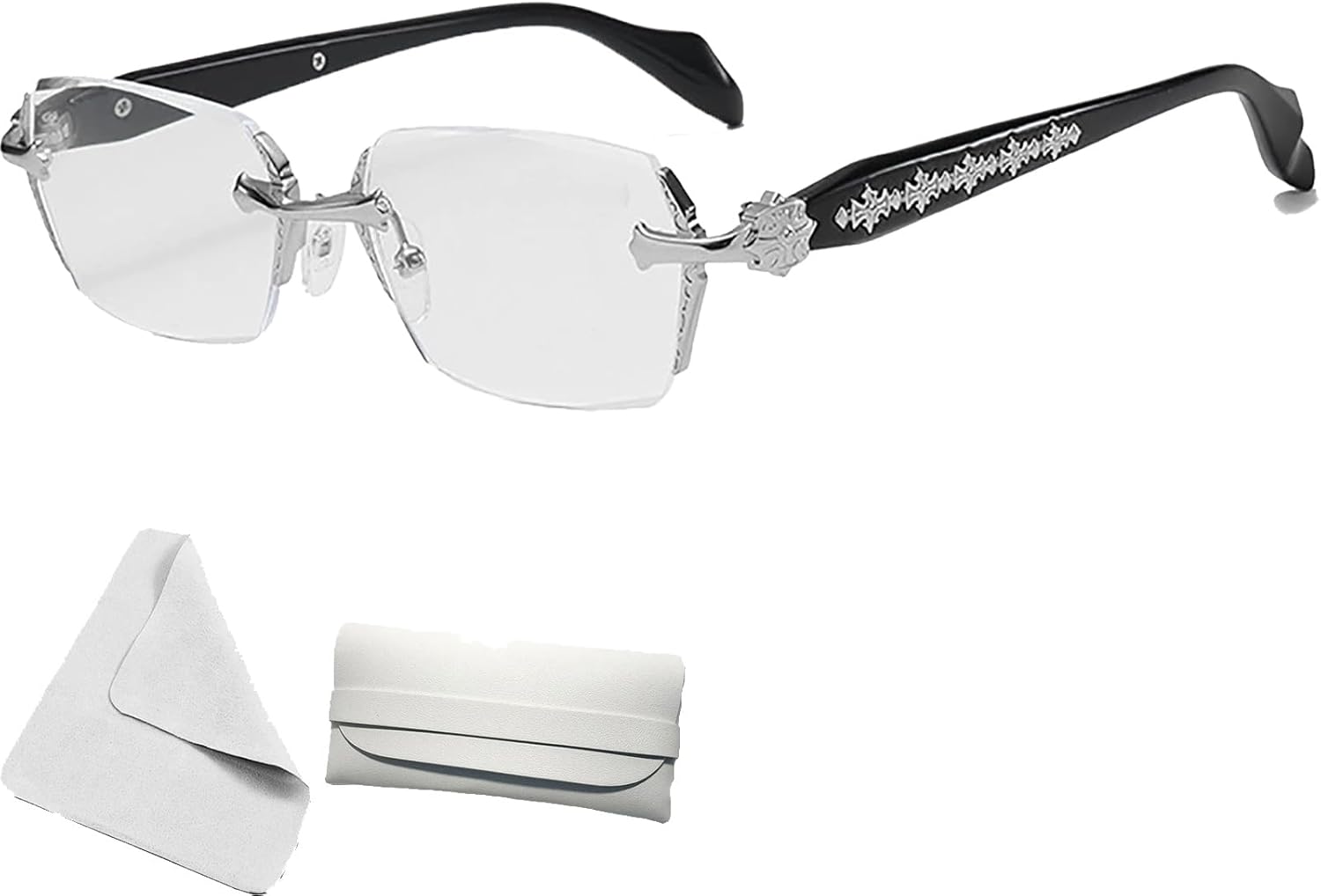Stylish Anti-Blue Light Rimless Reading Glasses, Rimless Blue Light Glasses, for Women Men