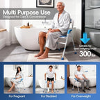 Adjustable Height Foldable Shower Chair with Back for Elderly & Disabled – Sturdy Non-Slip Shower Seat for Indoor & Travel Use