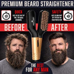 Beard Straightener Grooming Kit for Men, Beard Growth Kit, Wash, Brush & Comb, Unscented Growth Oil, All Natural Sandalwood Balm, Conditioner, Razor & Scissors, Great Gift Idea for Men's (Bamboo)