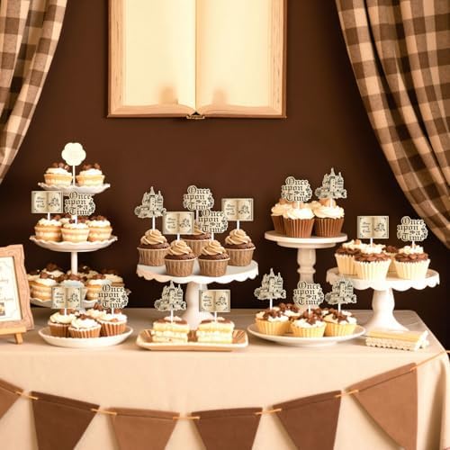 Kreatwow Once Upon A Time Birthday Decorations Vintage Fairytale Book Cupcake Topper Once Upon A Time Party Decoration Castle Opening Magic Book Party Romantic Story Decor for Girls Princess Birthday
