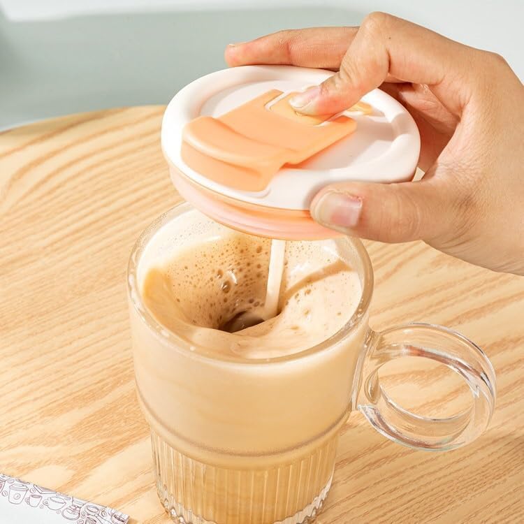 Automatic Stirring Mug Cup, Electric High Speed Mixing Cup,Waterproof Glass Self Stirring Travel Coffee Cup with Straw,Protein Shakes,Mixing Coffee Mug Stirring (Orange)