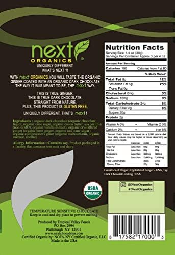 Next Organic Ginger Dark Chocolate Covered, 4-Ounce (Pack of 3)