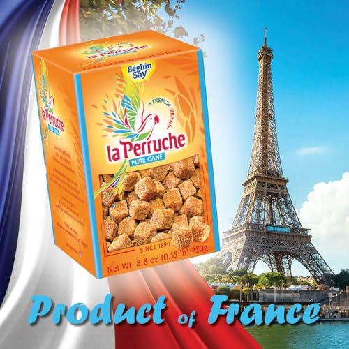 La Perruche Pure Cane Sugar Cubes (250g/8.8oz) | Combo Pack, 1 box white, 1 box brown sugar cubes | Ideal Sugar Cubes for Coffees and Teas | Pack of 2