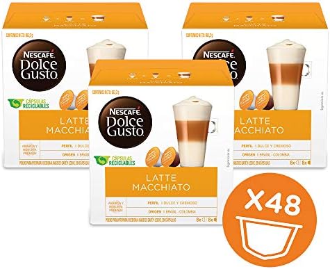 Nescafe Dolce Gusto Coffee Pods, Latte Macchiato, 16 capsules, Pack of 3